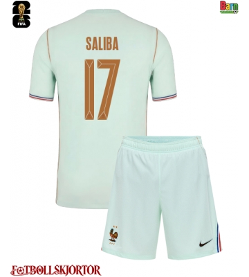 Frankrike William Saliba #17 Borta Kläder Barn VM 2026 Kortärmad (+ Korta byxor)